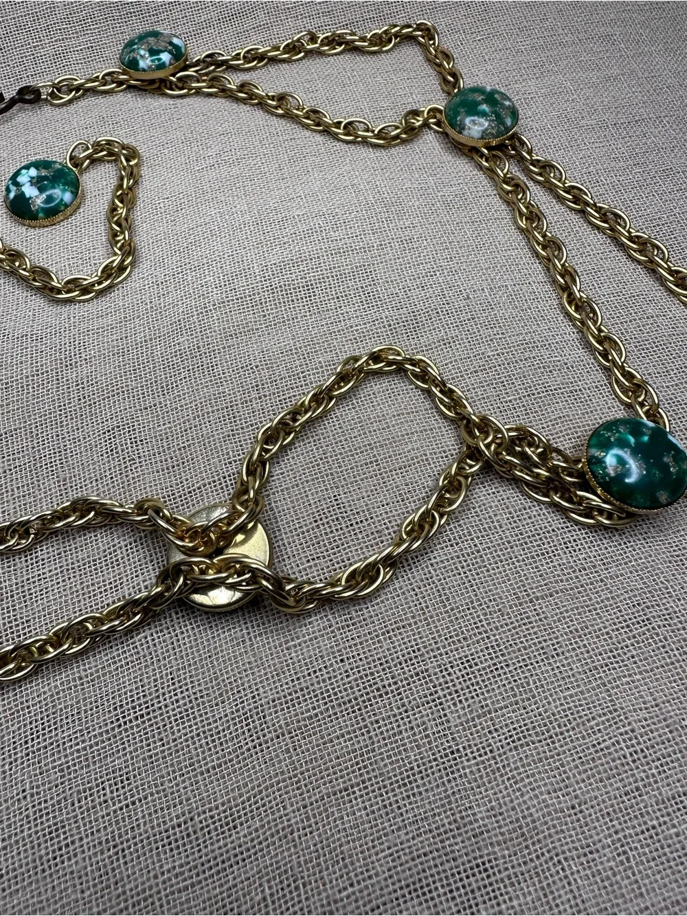 Vintage 60s 70s Confetti Cabochon Chain Belt